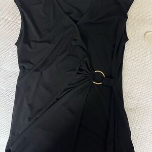 Elegant Black top  with Gold Ring Detail